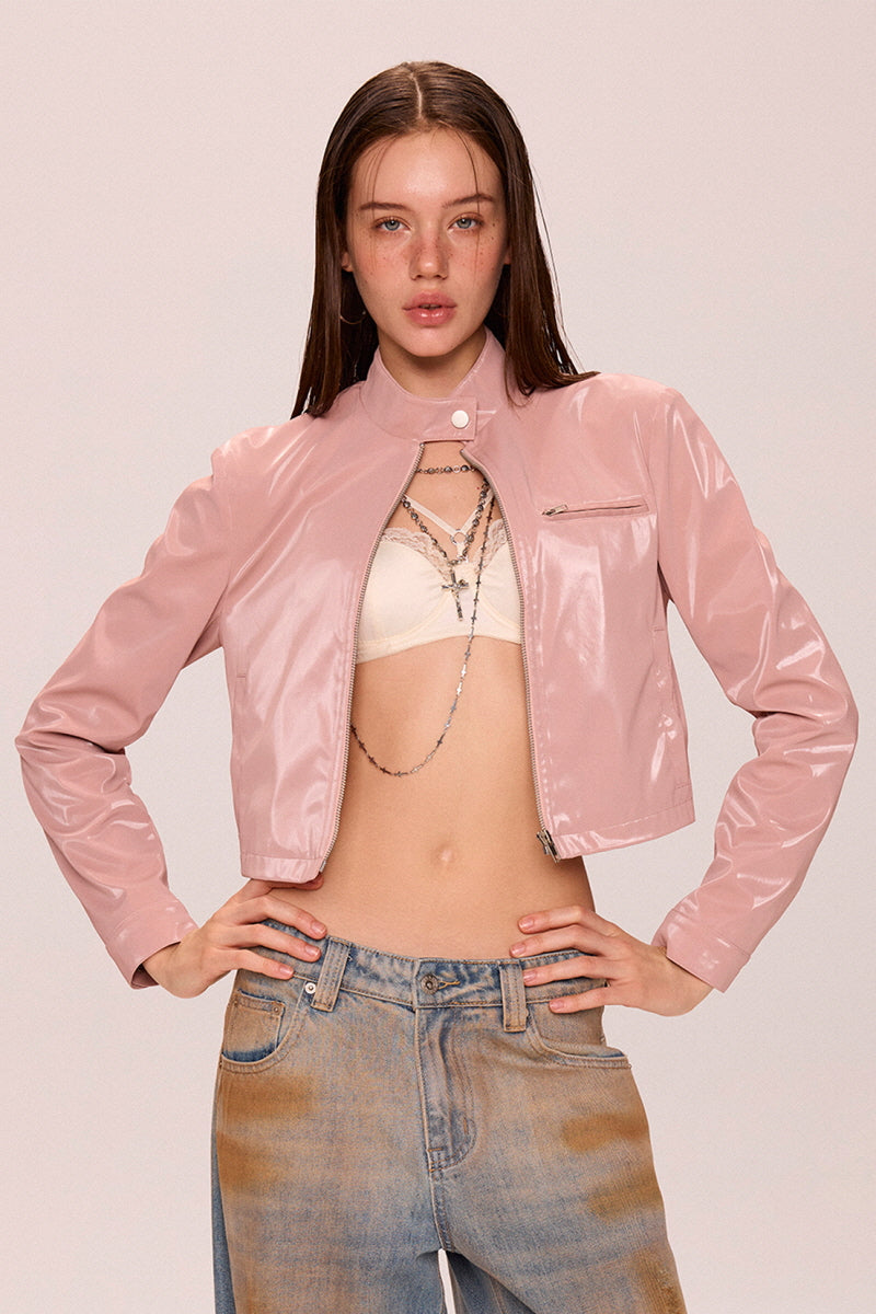 Blush Gloss Leather Jacket
