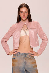 Blush Gloss Leather Jacket