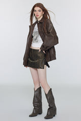 Western Fade Leather Jacket
