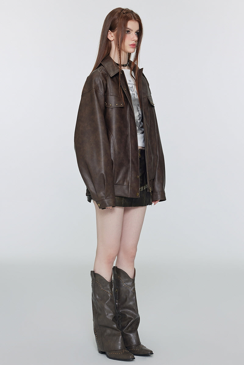 Western Fade Leather Jacket