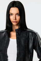 Velocity Stripe Leather Jacket