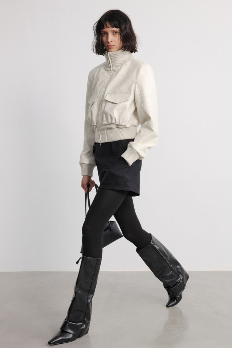 Aura Bomber Leather Jacket