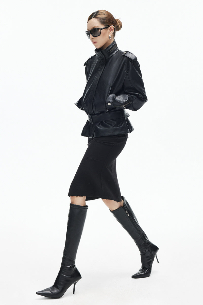 Unsaid Black Leather Jacket