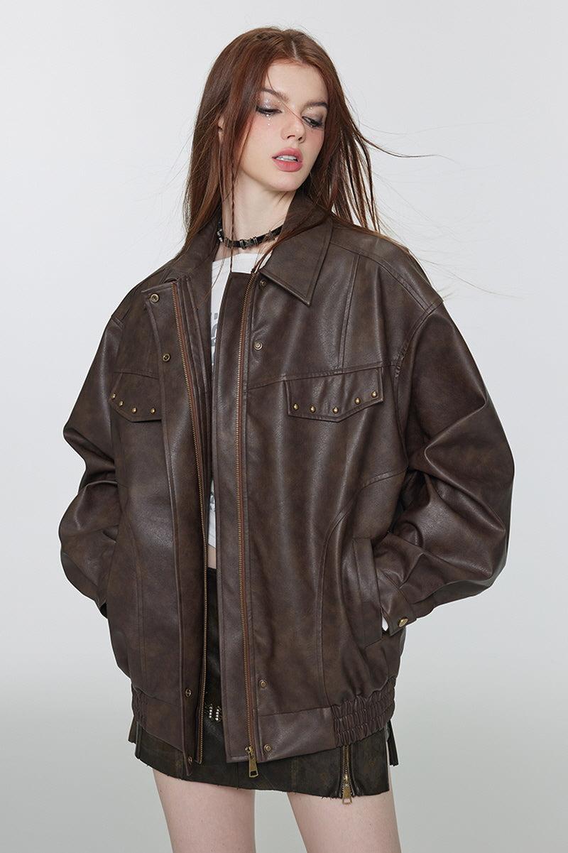 Western Fade Leather Jacket