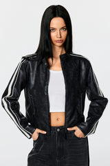 Velocity Stripe Leather Jacket