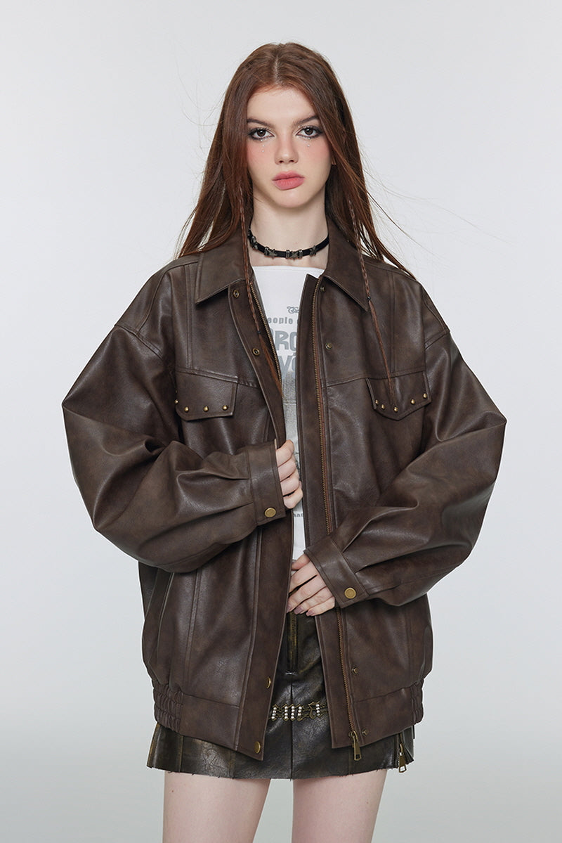 Western Fade Leather Jacket