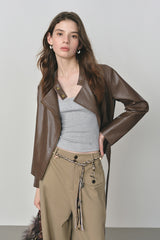 Mocha Flow Drape Leather Jacket
