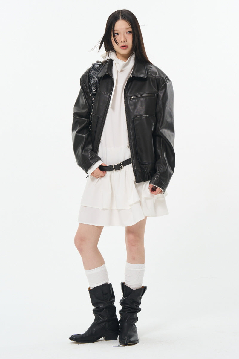 Distressed Noir Leather Jacket