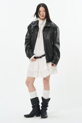 Distressed Noir Leather Jacket