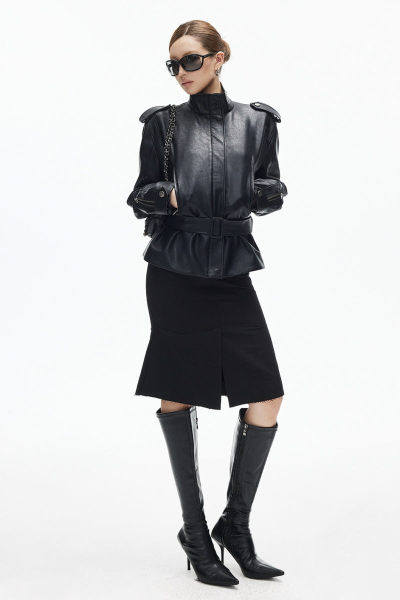 Unsaid Black Leather Jacket