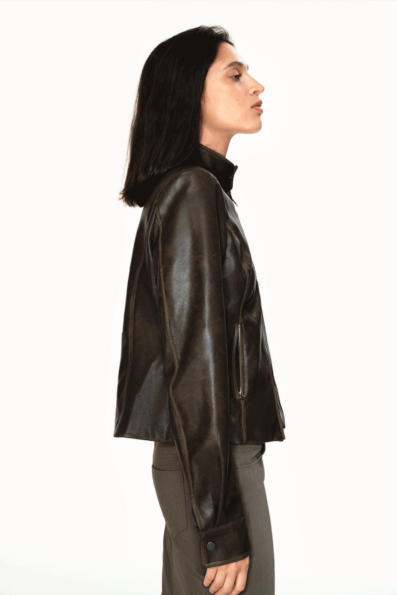 Jet Brown Moto Leather Jacket