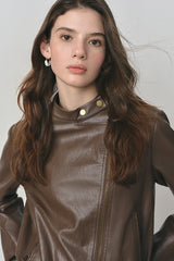 Mocha Flow Drape Leather Jacket