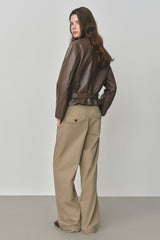 Mocha Flow Drape Leather Jacket