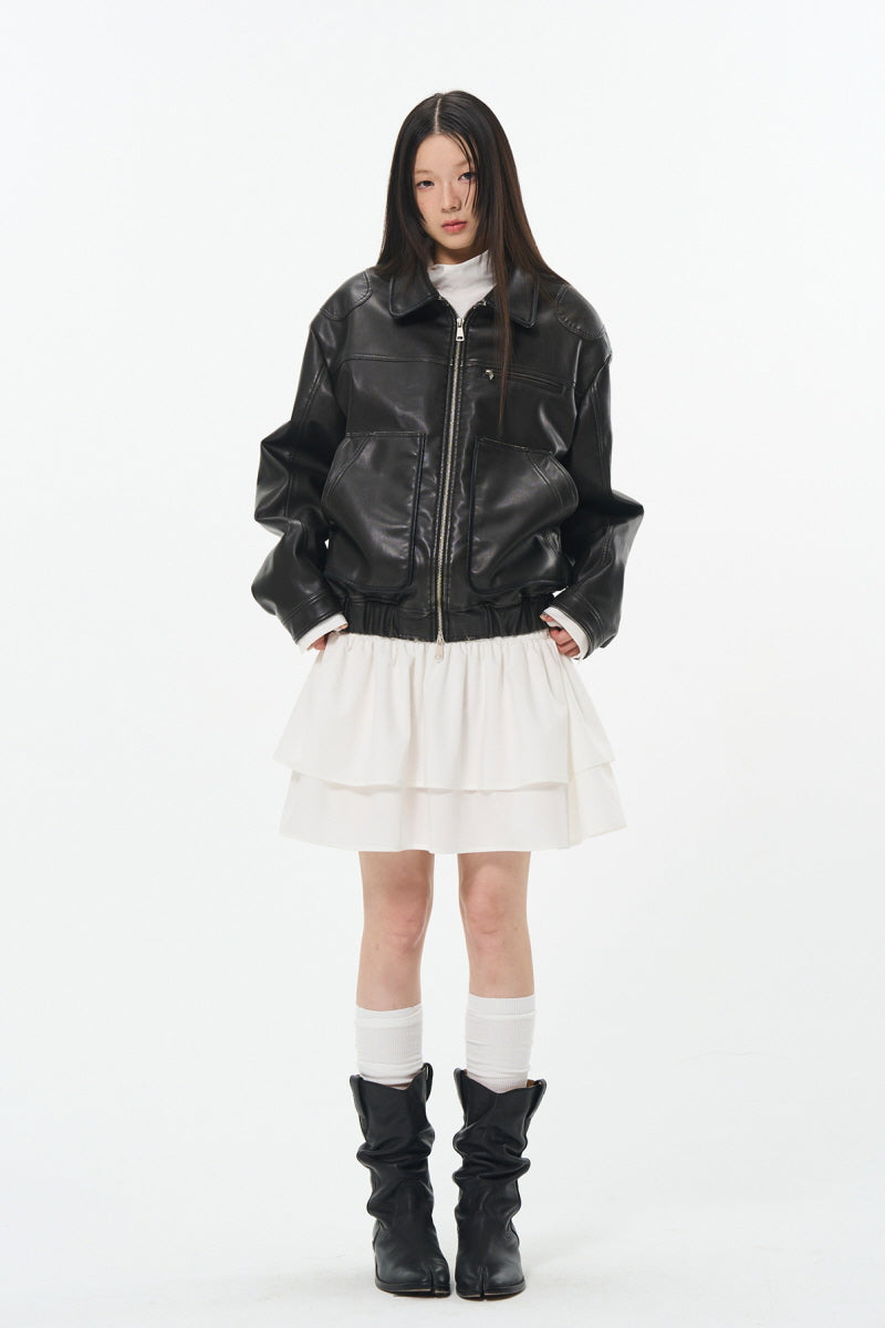 Distressed Noir Leather Jacket