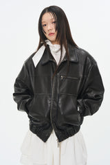 Distressed Noir Leather Jacket