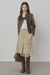 Mocha Flow Drape Leather Jacket