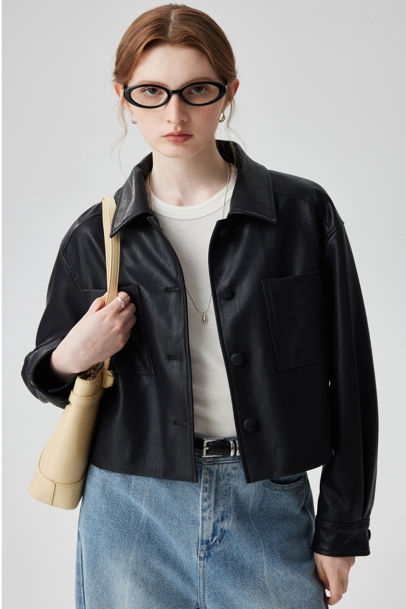 Pure Black Leather Jacket