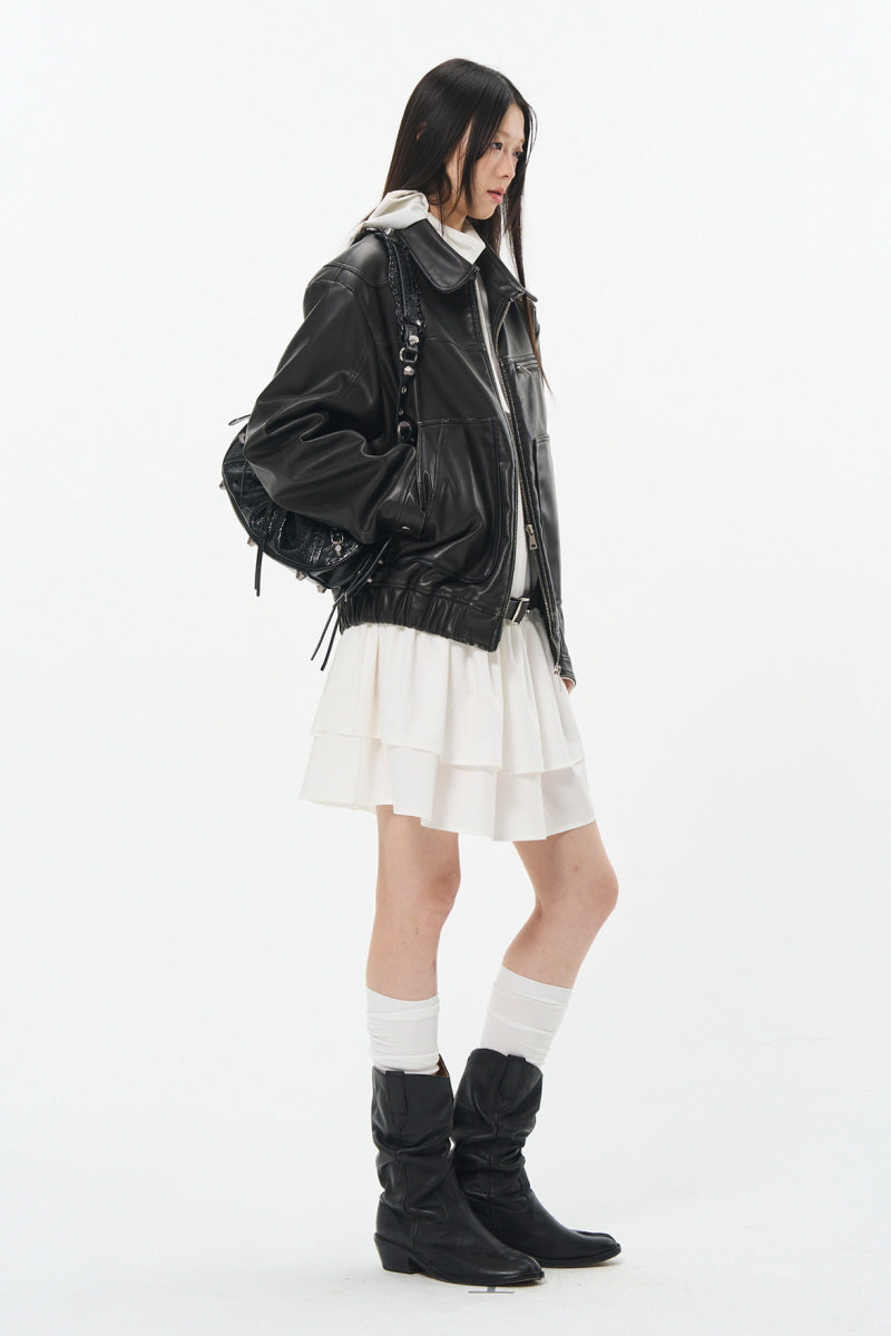 Distressed Noir Leather Jacket