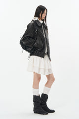 Distressed Noir Leather Jacket