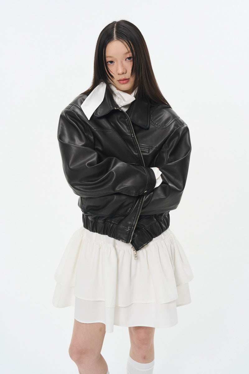 Distressed Noir Leather Jacket
