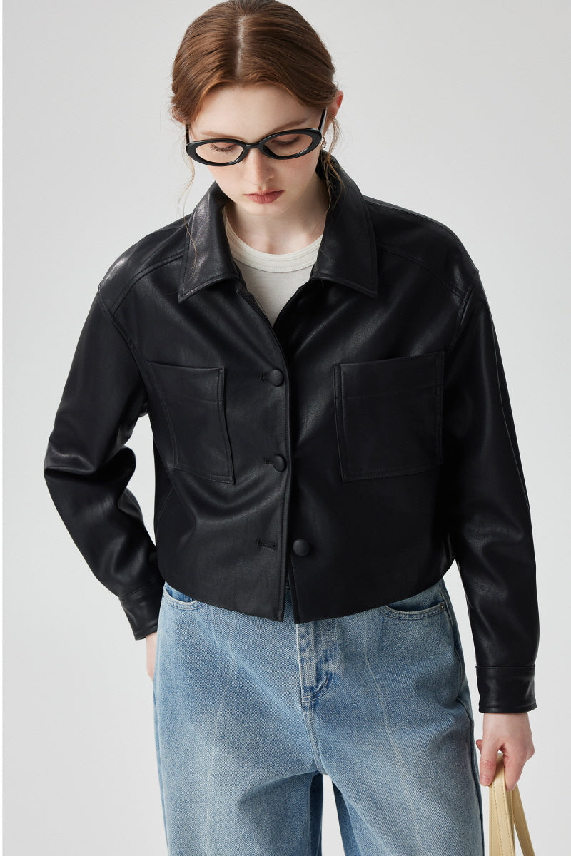 Pure Black Leather Jacket