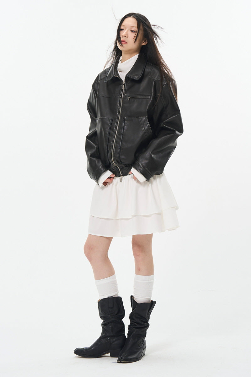 Distressed Noir Leather Jacket