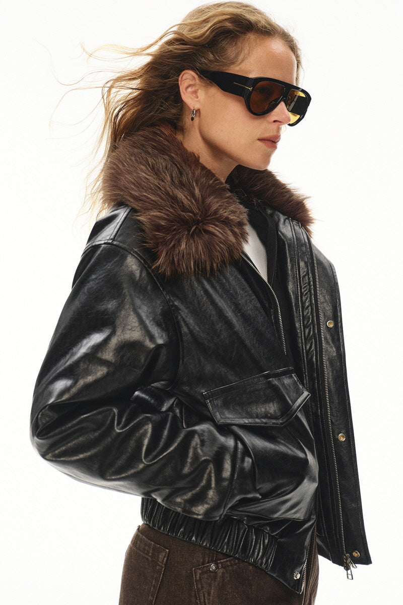 Fur Crest Bomber Jacket