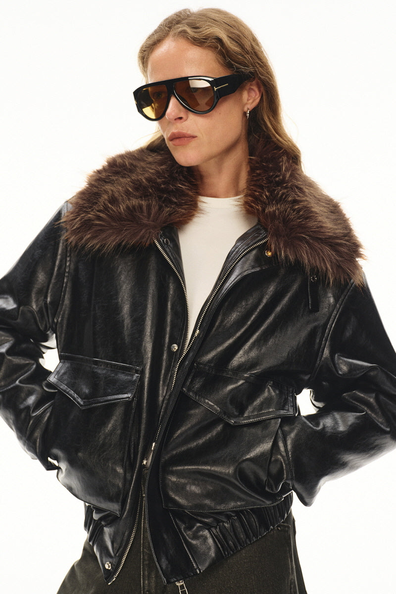 Fur Crest Bomber Jacket