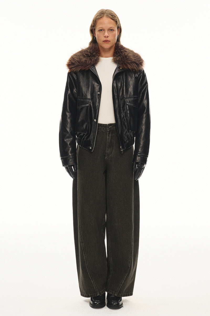 Fur Crest Bomber Jacket