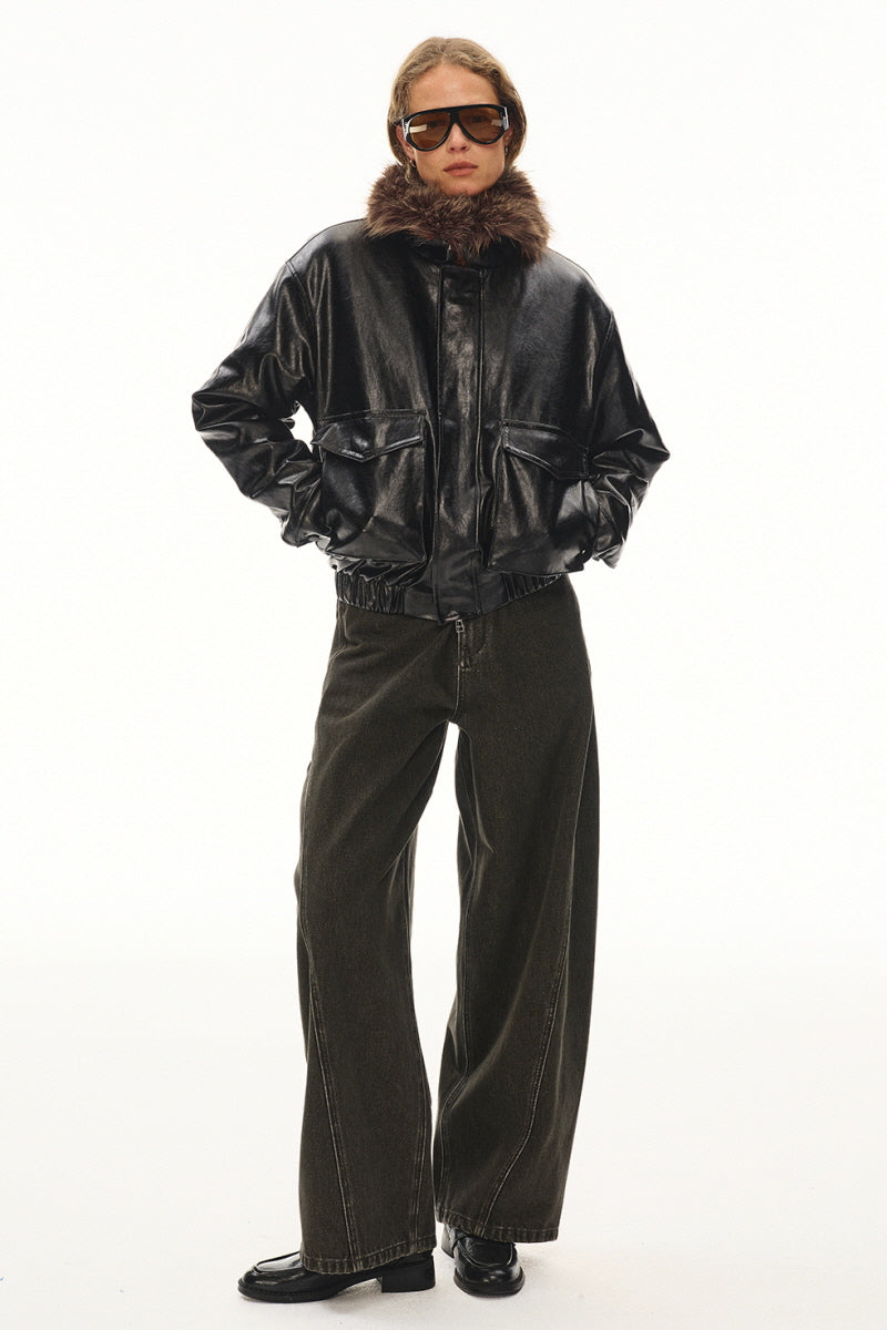 Fur Crest Bomber Jacket