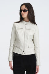 Halo Ivory Leather Jacket