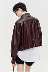 Vintage Red Wine Leather Jacket