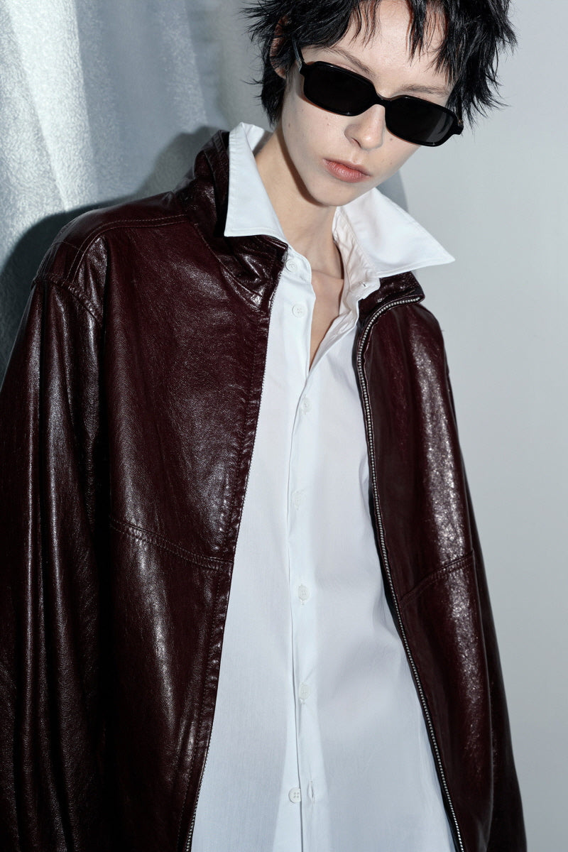 Vintage Red Wine Leather Jacket