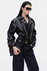 Snatched Waist Leather Jacket