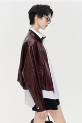 Vintage Red Wine Leather Jacket