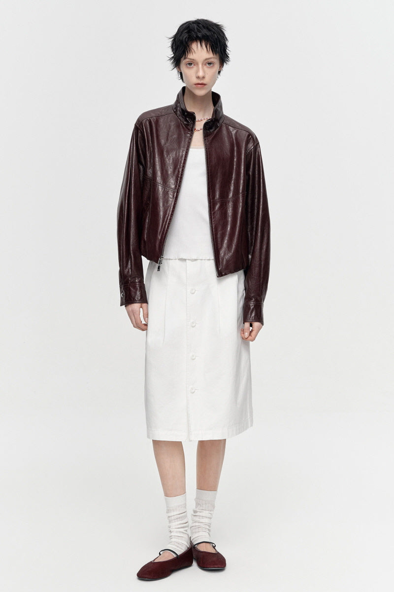 Vintage Red Wine Leather Jacket