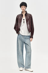 Vintage Red Wine Leather Jacket
