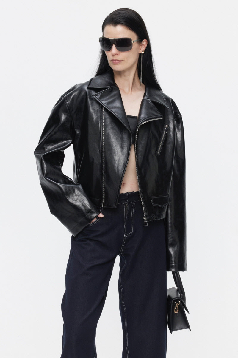 Snatched Waist Leather Jacket