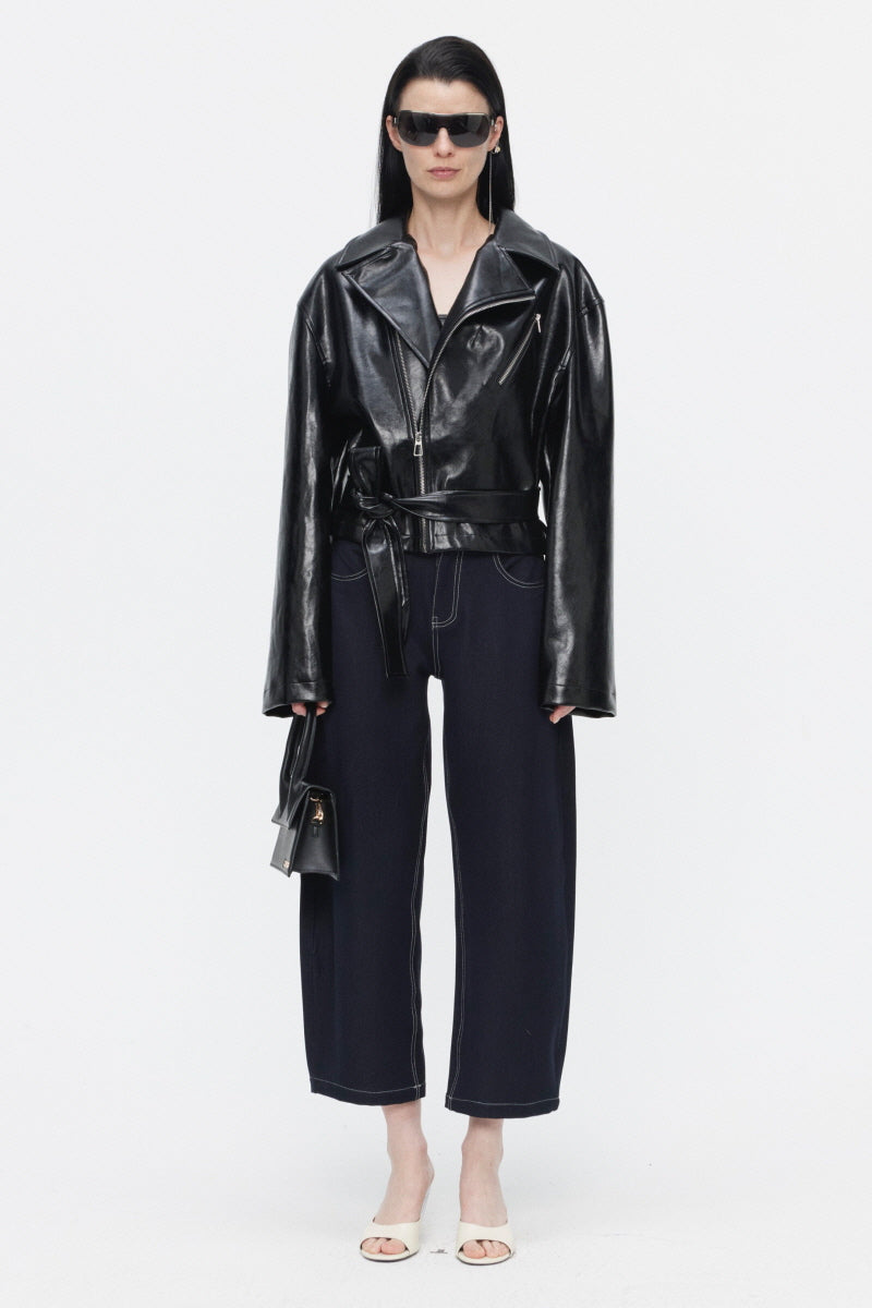 Snatched Waist Leather Jacket