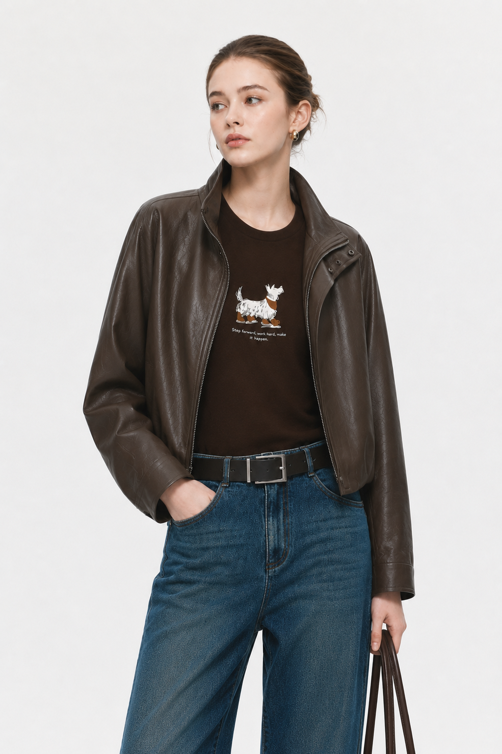 Mocha Blur Leather Jacket