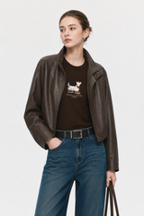 Mocha Blur Leather Jacket