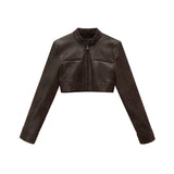 Multi-Pocket Top Leather Jacket