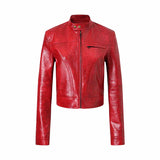 Red Slim Moto Leather Jacket