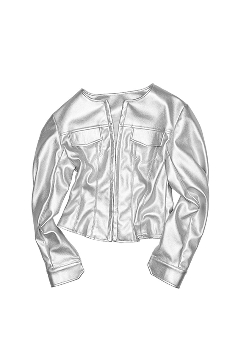 Cream Metallic Dual Leather Jacket