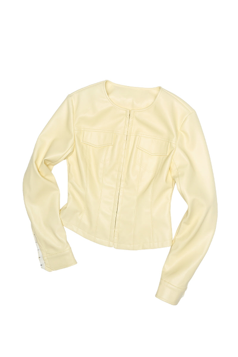 Cream Metallic Dual Leather Jacket