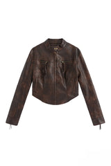 Wild Slim Fit Brown Leather Jacket