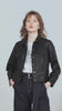 Two-Pocket Button Black Leather Jacket