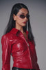 Red Slim Classic Leather jacket